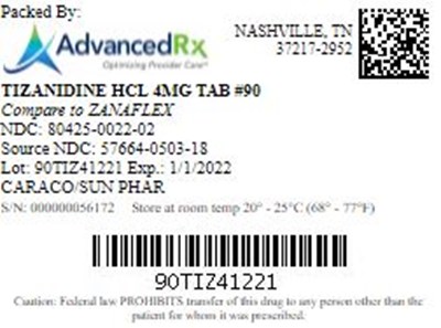 Tizanidine HCL 4mg Cap Qty 90 NDC 80425 0022